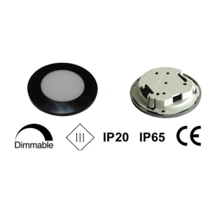 TravelLeds inb spot zwart 70mm 6+6 Leds 3K+6K schroef