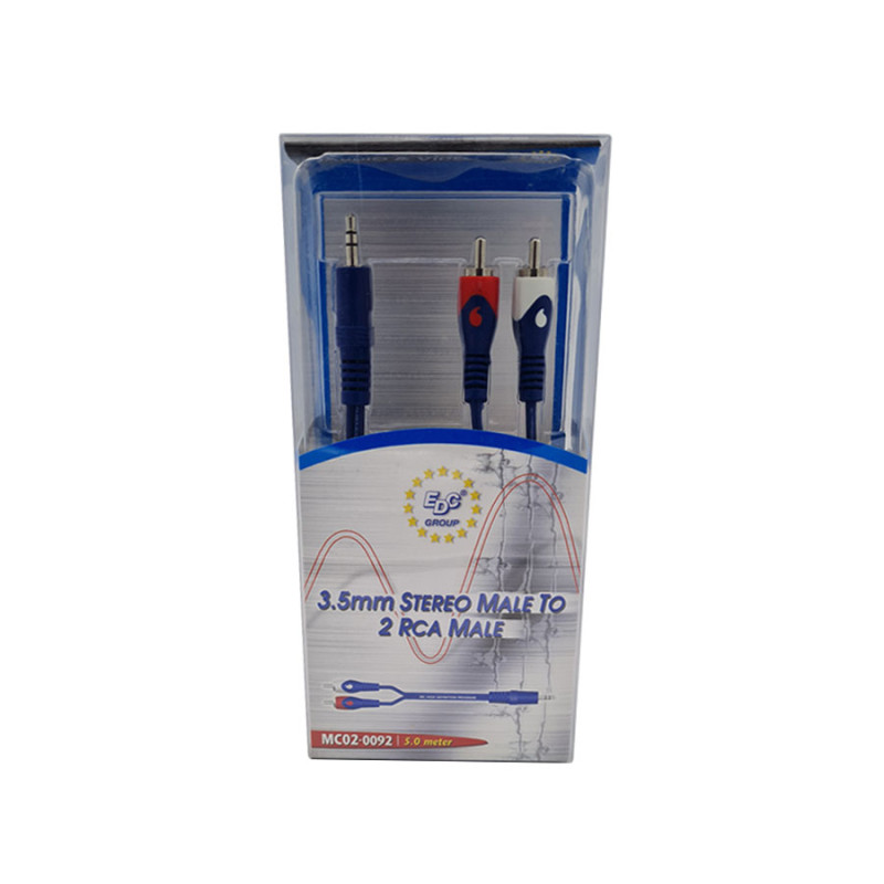 02-0092 Audioverloop 2 Cinch 3.5mm Stereo 5 Mtr. / 58103 MC
